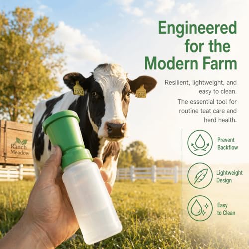 Green Plastic Teat Dip Cup, 300cc Livestock Teat Cleansing Container for Cattle, Sheep and Goats