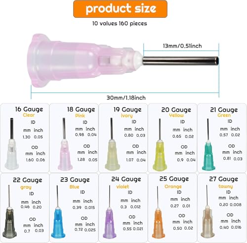 100pcs 21G blunt tip glue dispensing nozzles Blunt-nosed needle glue applicator, used for applying industrial liquids, adhesives, inks, perfumes, lip glosses.0.5 inches - size: 21G 100pcs