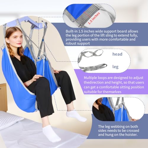 EZ Assistive Patient Lift Divided Leg Sling with Lower Back, Patient Lift Sling for Transfer and Positioning and Lifting, 500lb Weight Capacity (Blue, S -Pack of 1 pc) - color: Blue, size: S -Pack of 1 pc