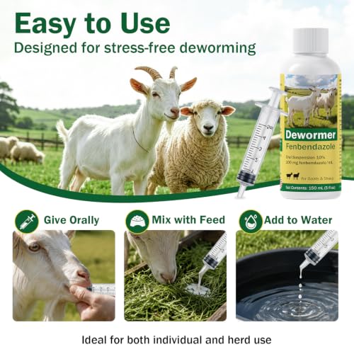 Dewormer for Goats and Sheep with Fenbendazole, Liquid Dewormer | for Roundworms, Lungworms, Tapeworms & More, 150ml