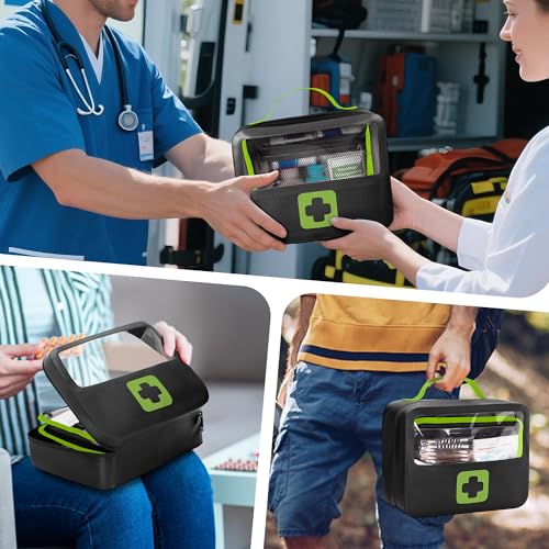 Marscamd Waterproof Empty First Aid Bag with a Detachable Panel | Small Medical Bag with Molle System, Green (Bag Only) - color: Green