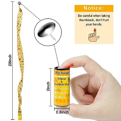 Outdoor Fly Trap Indoor Hanging 24pk, Sticky Fly Strips Tape Paper for Home | Flies Ribbon Rolls for Home Kitchen, Fruit & Bug Gnat Catchers for Inside, Killer for Winged Insect - size: 24 pack