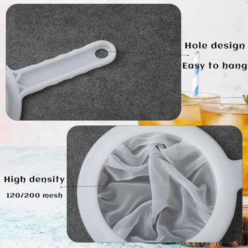 2 Piece Fine Nylon Mesh Strainer Kitchen Food Yogurt Mesh Sieve Plastic Mesh Colander with Handle Mini Brine Shrimp Separation Net for Filtering Juice Milk Soy Coffee Honey Wine Yogurt (120/200 Mesh) - size: 120/200 Mesh