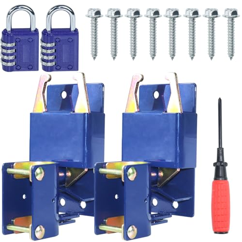 [Upgraded] 2 Pack Blue S16100100 Two Way Lockable Gate Latch | Include Hardware Kit, 4-digit Combination Lock and Philips Screwdriver for Metal Gates with 1-5/8" to 2" Diameter Round Tubes - color: A04 2xLockable Gate Latch for 1-5/8" to 2" Tubes
