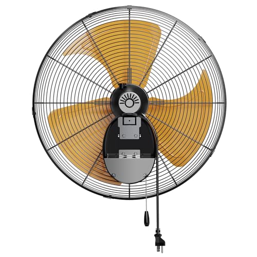 Pro Series 20 inch Oscillating High Velocity Wall Mount Fan, 6000 CFM Industrial Heavy Duty Metal Wall Fan, 3 Speeds, Adjustable Tilt, Quiet Operation Commercial Shop Fan for Garage - size: 20 inch - Indoor