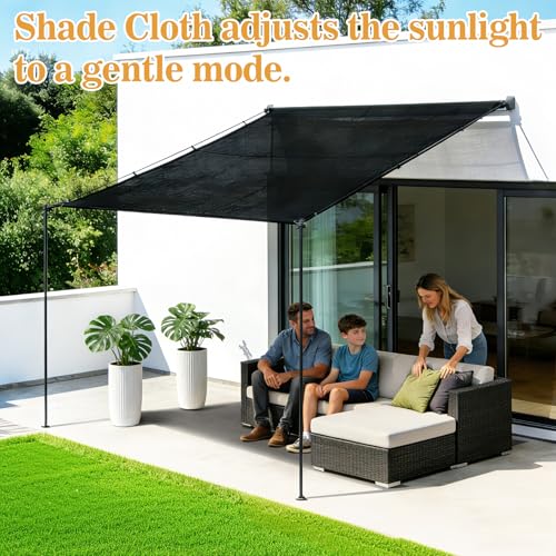 Sukh 70% Shade Cloth for Garden - 10 x 20 FT Sunblock Black Mesh Tarp | Sun Shade Sail with Grommets for Patio, Greenhouse, Outdoor Plants, Raised Beds Netting, Privacy Fence Screen for Balcony - size: 10 x 20 FT