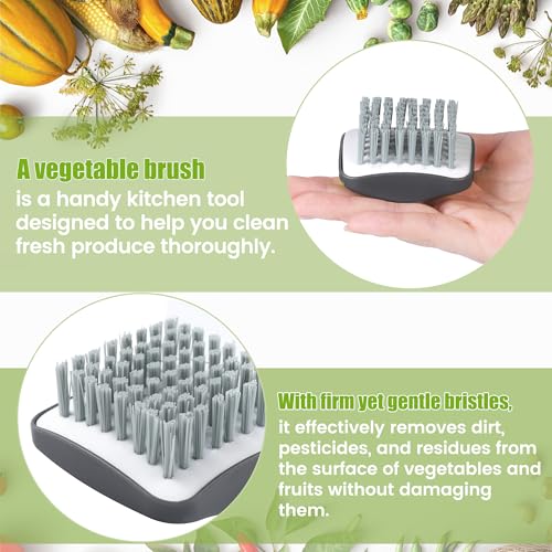 Vegetable Brush Carrot Potato Scrubber Soft Silicone and Hard Side Fruit Cleaning Tools for Delicate or Tough-Skinned Vegetables Brush