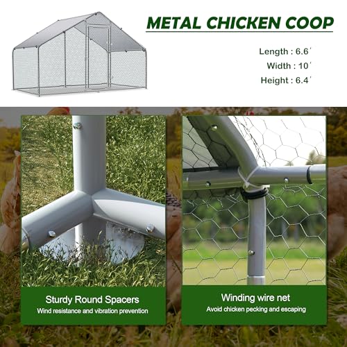 TOLEAD Large Metal Chicken Coop Upgrade Tri-Supporting Wire Mesh Chicken Run,Chicken Pen Walk in with Water-Resident and Anti-UV Cover,Duck Rabbit House Outdoor（79.2" L x 120" W x 76.8" H） - size: 79.2"L x 120.0"W x 78.0"H