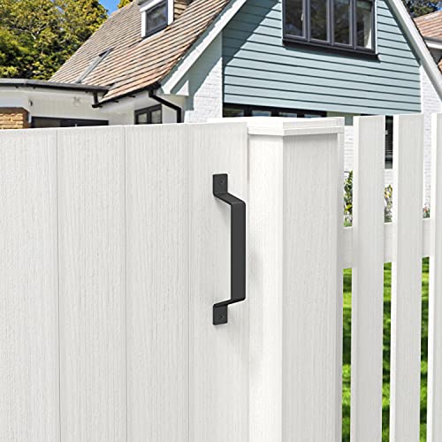 8" Barn Door Handles - Gate Pulls for Wooden Fences Shed Garage Sliding Door - Pull Handle Rustic Farmhouse Industrial Style - Outdoor Indoor Exterio Interior Pulls - Black - Set of 2