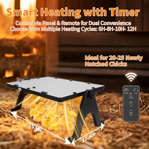 180W Radiant Chicken Coop Heater Energy-Efficient Winter Heating, Safer Alternative to Brooder Lamps, Heater with 2 Heating Plates for Chick Kitten Puppy Pets Animals - color: Black