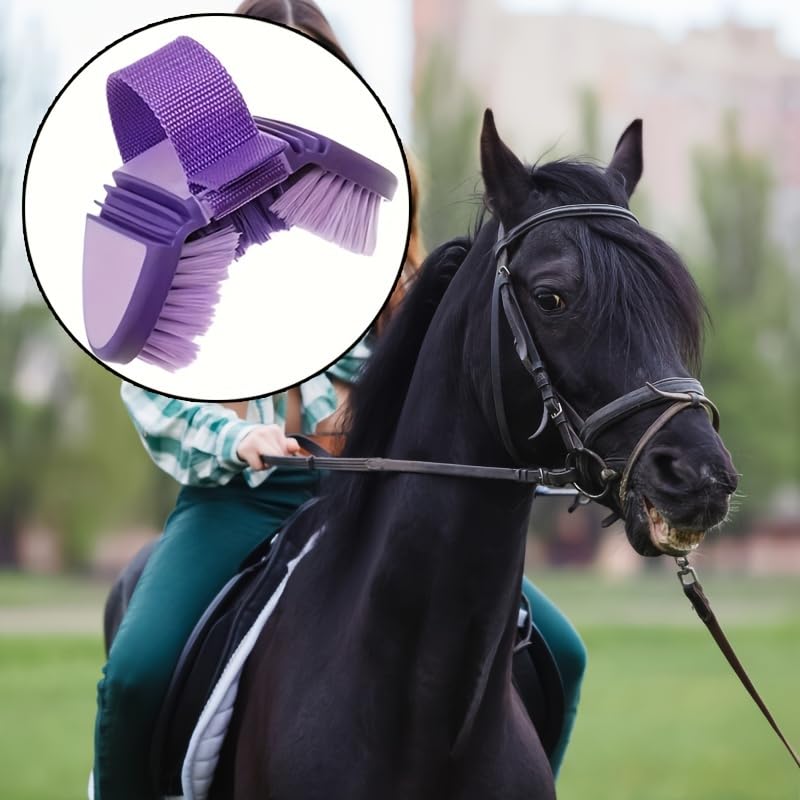 1pc Multi-Functional Soft Bristle Horse Brush Purple Flexible Multi-Angle Grooming Tool for Horses Cattle Pets Bathroom Cleaning Brush