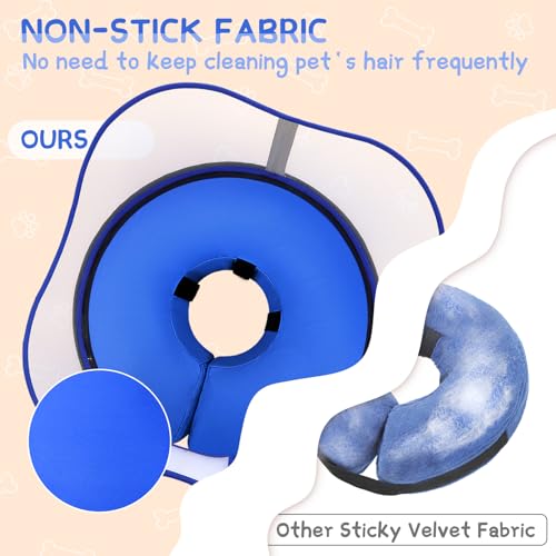 Supet Raised Inflatable Dog Cone Collar to Stop Licking, Soft Dog Cone Alternative After Surgery, Pet Neck Donut Collar for Small Medium Large Dogs - color: Solid Blue, size: L(Neck 12"-16")