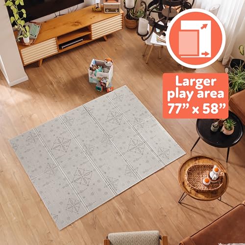 Nuby Reversible Baby Floor Mat | Gray Moon and Arrows - style: Graceful Gray