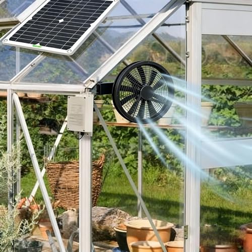 Solar Powered Ventilation Fan Kit, 100W 12V Solar Exhaust Fan with Panel for Greenhouse, Chicken Coop, Shed, Attic, No Battery Required