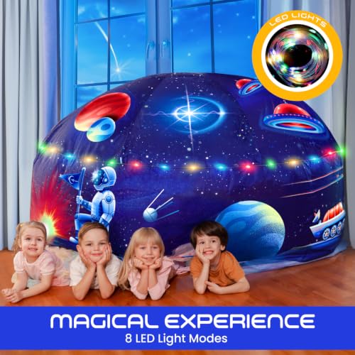 W&O Galactic Inflatable Fort with LED Lights - Fan Not Included | Galactic Aerodome with LED Lights, Inflates in Seconds, Easy Entry/Exit & Immersive Astronaut Play. Great Gift, Ages 3-12 - color: Galactic Aerodome