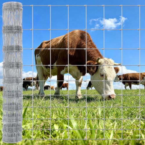 Cattle Farm Fence 4ft x 345ft Heavy Zinc Coating Galvanized Wire Fencing 16GA, for Goat Deer Yard Livestock Animals Protection - size: 4ftx345ft-16Gauge