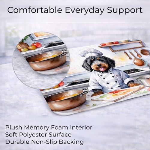 Caroline's Treasures Bernedoodle The Chef Memory Foam Kitchen Mat Machine Washable Anti-Fatigue Mat Cushion Comfort Bath Mat or Kitchen Rug - color: Bernedoodle 6205