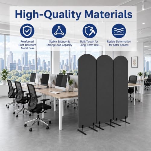 Portable Wall Divider, Office Partitions Room Divider wall with Whiteboard | 72 x 66 in Soundproofing Wall Divider, Cubicle Wall with magnet, thumbtacks, pen for Classroom Home Office School Hospital - color: Dark Gray