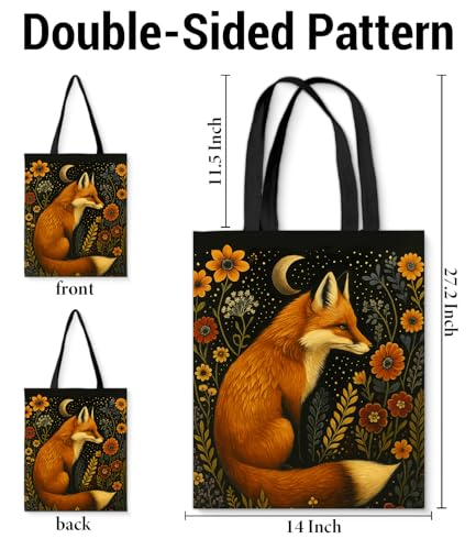 Vintage Botanical Animal Canvas Tote Bag for Women, Aesthetic Floral Animal Reusable Shoulder Bag for Shopping - color: 23