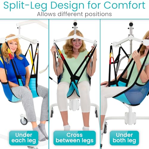 Vive Padded Patient Lift Sling w/Head Support - Universal Fit for Hoyer | Hydraulic, Electric Lifts - Full Body Transfer Sling for Shower, Toileting & Home Use - Mesh Padded, Machine Washable - size: X-Large