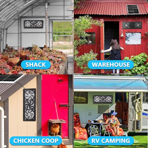 HNRLOY Solar Exhaust Fan,Solar Panel with 3 Ventilation Fans Kit,Solar Powered Fan for Shed,Chicken Coop,Attic & Greenhouse Intake or Exhaust Air,3500RPM, 15FT Cord,IP67 Waterproof - size: 3 Solar Fan Kit