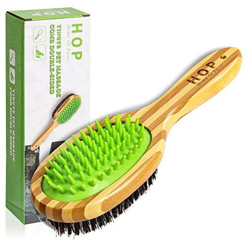 Short Hair Dog Brush for Detangling and Shedding Coats, Silicone Pet Brushing Comb, Massage, Blood Circulation, Gentle on Sensitive Skin, Gift for Dog Lovers | Boar Bristles Dog Brush for Short Haired Dogs,Silicone Pet Massage Bath Brush,Gentle on Sensiti