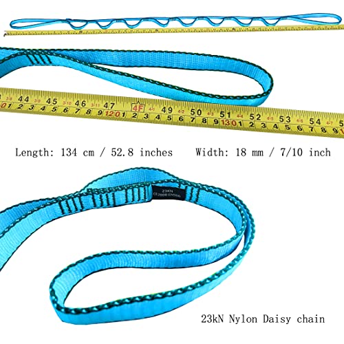 53 Inches Nylon Daisy Chains Rope Climbing Lanyard Straps Looped Strong Slings 23 kN Aerial Yoga Webbing - color: 3PCS Blue