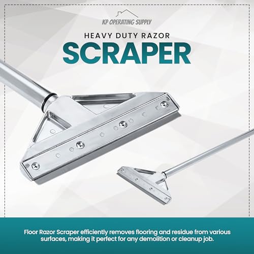 8-Inch Floor Scraper Tool 2 Pack with Razor Blades | Two 8-inch razor blade floor scrapers with telescoping handles and cushioned grips for removing residue, labels and debris - size: Pack of 2
