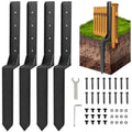 Fence Post Repair Kit, Thickened Heavy Duty Fence Post Anchor Stakes for Repair Tilted, Broken Wood Posts Support (Black, 4 Pack) - color: Black-4 Pack
