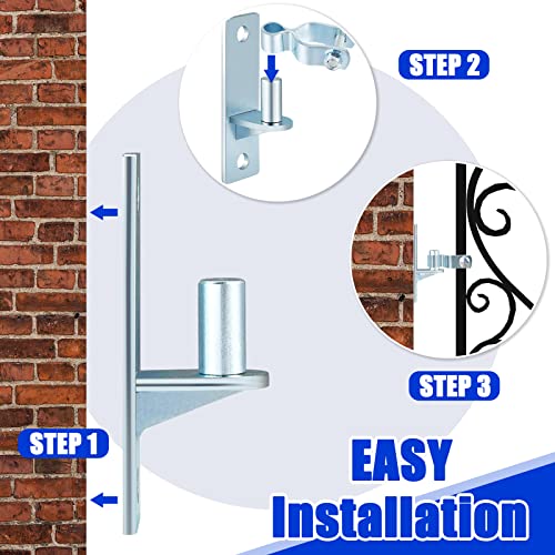 4 Pcs 1-3/8" Heavy Duty Wall Mount Gate Hinge Chain Link Gate Hinge with 5/8'' Pin Pipe Fence Pressed Steel Chain Link Fence Frame Outdoor Hardware