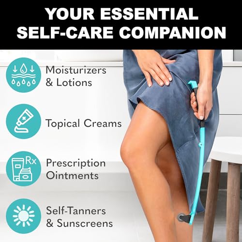 bearback Lotion Applicator for Back & Body Long-Reach Roller for Even Lotion, Sunscreen, Self-Tanner & Medication Application Foldable, Reusable, No-Help Design American Small Business (Teal) - color: Teal