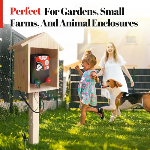 Electric Fence, 2-Mile/ 8 Acres Electric Fence Charger for Preventing to Prevent Bears, Raccoons, Skunks Intruding, Electric Fence Energizer Output Voltage 5000 v 0.12 Joule