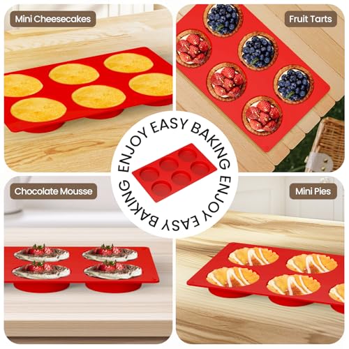 Redfly Silicone Egg Molds for Breakfast Sandwiches 2 Pcs, Non Stick 3 Inch Egg Bites Baking Pans, Silicone Muffin Pans for Baking, Round Muffin Top Pan for Whoopie Pie Pan, Tarts, Quiche - size: 2pcs: 3 inch Regular