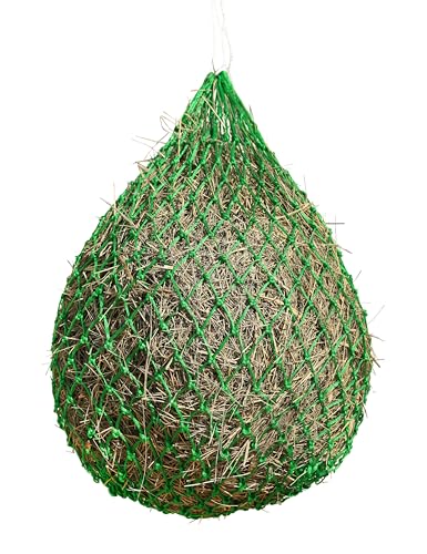 Harrison Howard Slow Feed Hay Net for Horses, 40 Inch Hay Bag Holds 1–2 Flakes, 2 Inch Mesh Durable Hanging Feeder for Stable, Pasture & Livestock-Grass Green - color: Grass green