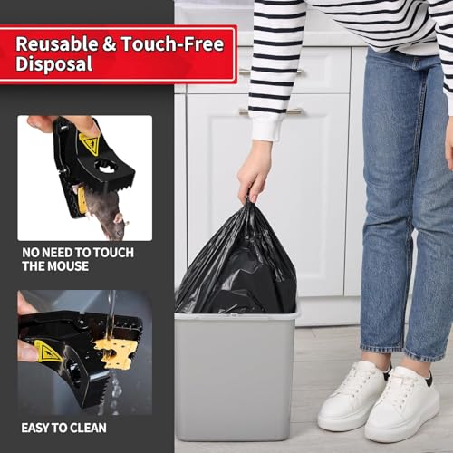 LULUCATCH Mouse Traps Indoor for Home, 60 Pack Snap Traps for Mice, No See Kill Quick-Set Reusable Sanitary Pet Safe Rodent Catcher for Home, Kitchen, Garage, Office - size: 60 Pack