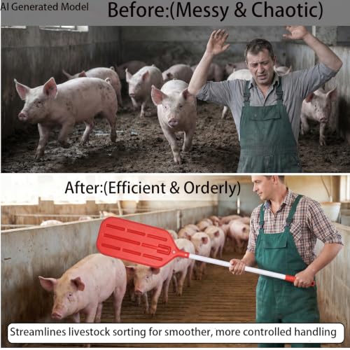 Pig Sorting Board with Paddle, Livestock Sorting Panel | for Cattle Hog Sheep Goat, HDPE Portable Crowding Gate, Farm Show Use, 38"x30"x1.3"