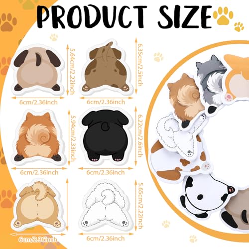 Yinder 24 Pads Dog Sticky Notes Cute Kawaii Dog Butt Memo Self Adhesive | Fun Cartoon Animal Themed Gifts for Office School, Veterinary Party Supplies, Bulk Adhesive Note Pads Valentines - style: Cute Dog
