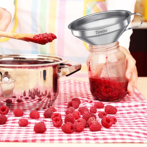 5 Inch Stainless Steel Funnel with Strainer and 200 Fine Mesh Filter, Food Grade Metal Funnel, Cooking Oil Filter, Oil Strainer for Deep Fryer, Milk Strainer, Funnels for Kitchen Use Filling Bottles