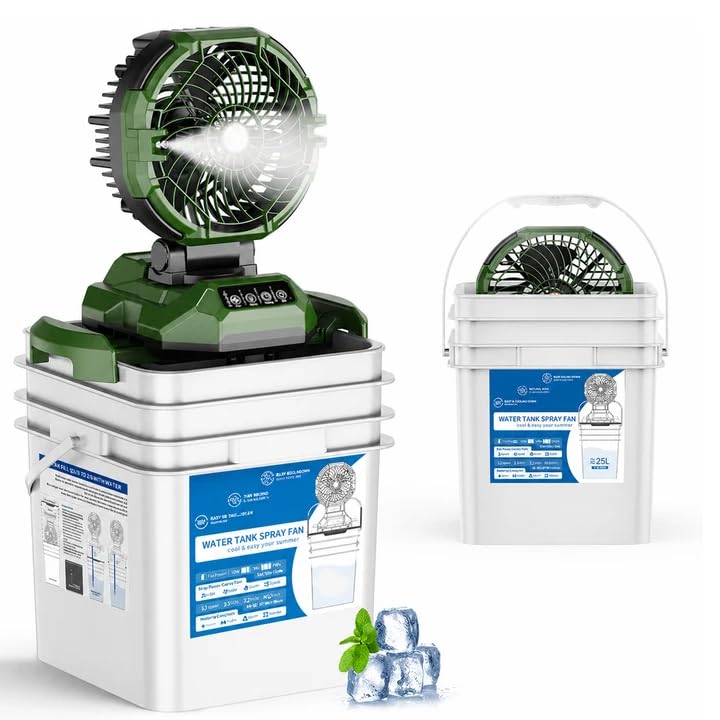 Portable Misting Fan (Green B) - color: Green B