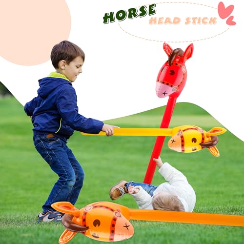 12 Pcs 40 Inch Inflatable Horsehead Stick Multicolor Blow Up Pony Stick Balloon for Kids Birthday Horse Themed Party Supplies (Color Set 1) - color: Color Set 1