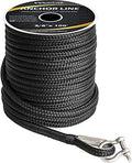 MARINE SYSTEM Made 3/8 Inch 100 FT 150 FT Black Grey Nylon Anchor Line Double Braided Anchor Rope/Line with Thimble (3/8" x 100' Black Nylon) - color: 3/8"x100' Black