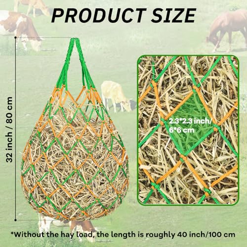 YedsIntu 3 Pcs Hay Bags for Horses, Hay Nets for Horses Goat Sheep,Goat Hay Feeder for Slower Feeding,Strong Load-Bearing Hay Bag Hanging for Horse Stable Trailer - color: Green,Black,Yellow