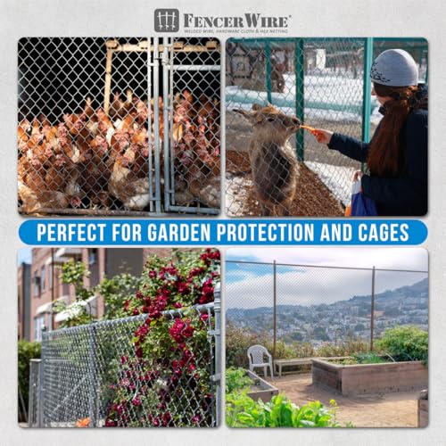 Fencer Wire 11.5 Gauge Durable Galvanized Steel Chain Link Fence Kit, Complete Fencing DIY Set w/Fence Fabric, Gate, Posts, Top Rails & Hardware for Yard, Garden & Animal Enclosures (4ft. x 104ft.) - color: Silver, size: 104 FT