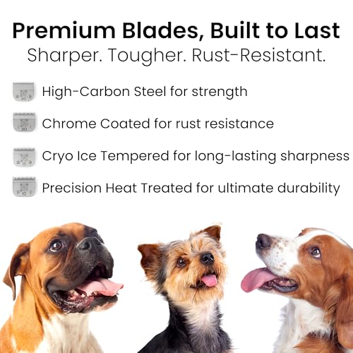 Fresh 7F Dog Grooming Blade, 1/8" (3.2 mm) Cut, Fits Andis, Oster, Wahl A5 Detachable Clippers, High-Carbon Steel with Chrome Coating, Sharp Blade for Short, Uniform Coat Trimming - size: 7F