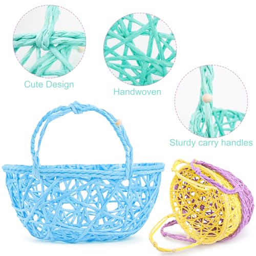 6 Pcs Easter Egg Baskets - Handmade 6 Colors Easter Baskets | for Easter Theme Garden Party Favors, Easter Eggs Hunt, Easters Goodies Goody, Basket Fillers