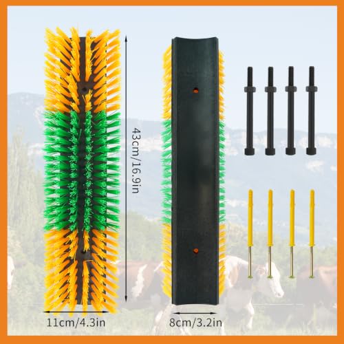 Livestock Scratch Brush Animal Back Scratching Brush for Cow | Livestock Grooming Brush Farm Animal Scratcher Livestock Itch Reliever Farm Mount‑able Brush Animal Self‑Groomer - color: Yellow-Green, size: 2pcs