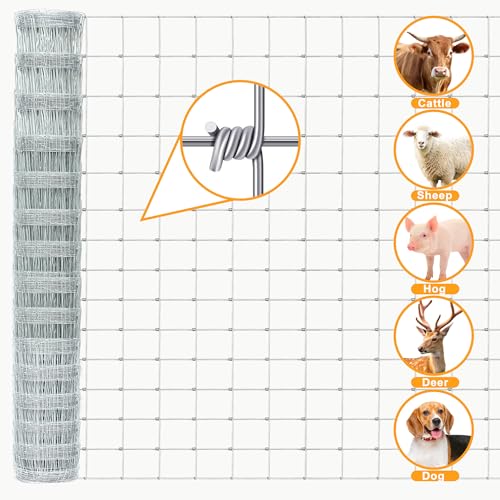6ft x 164ft Heavy-Duty Galvanized Farm Fence – Durable Livestock Fence for Cattle, Sheep, Goats, Deer – Field Fencing for Yard & Ranch Protection