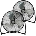 Hurricane Pro High Velocity Floor Fan, 3 Speeds, Black, 20in, 2 Pack | Corded Electric Air Cooling Unit w/ 5300 CFM Airflow for Home, Greenhouses, Garages, Gyms & Workshops
