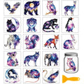 GLOBLELAND 18 Sheets Star Animals Transfer Sticker for Cup Crafts Waterproof 3.9x3.6 inch Universe Cat Decal Stickers Dreamlike Bear Fox Rub on Transfer for Bottle Vase Glass Furniture Decor - style: Star Animals