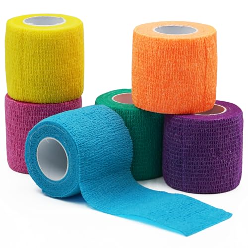 Bandages First Aid Tape Cohesive Bandage First Aid Bandages Cohesive Wrap Adhesive Bandage Self Adherent Cohesive Wrap Bandages Colorful Bandages (Mix6-A, 2-Inch) - color: Mix6-a, size: 2-Inch